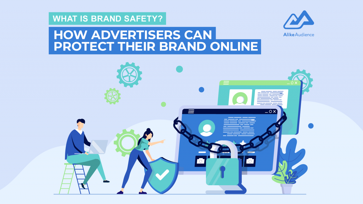 Two computers with a lock on one of them to illustrate brand safety - AlikeAudience